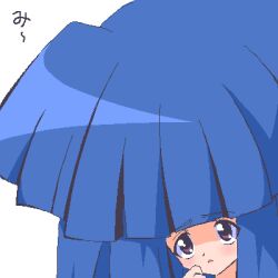 1girl balsamic_sauce big_hair blue_eyes furude_rika higurashi_no_naku_koro_ni long_hair lowres parted_lips purple_eyes simple_background solo white_background