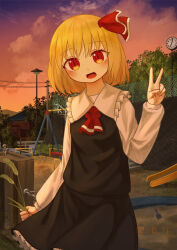 absurdres blonde_hair commentary ekaapetto highres red_eyes red_ribbon ribbon rumia short_hair tagme touhou vest