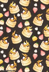:3 ^_^ alolan_form alolan_raichu animal_focus artist_name black_background blue_eyes blueberry blush_stickers brown_eyes closed_eyes closed_mouth cream creatures_(company) cross-section ekm english_text food food_focus food_on_head fruit game_freak gen_1_pokemon gen_7_pokemon happy ice_cream in_food lying nintendo no_humans object_on_head on_stomach open_mouth pancake pancake_stack pokemon pokemon_(creature) raichu sleeping smile strawberry syrup u_u watermark
