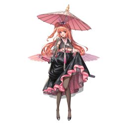 Rule 34 | 1girl, 2v (joyeong), ahoge, animal ears, black collar, black footwear, black kimono, blue gemstone, braid, breasts, cherry blossom print, cherry blossoms, chinese zodiac, clothes lift, clothing cutout, collar, crown braid, fake animal ears, floral print, flower, fur trim, game cg, gem, hair flower, hair ornament, hat, highres, holding, holding umbrella, japanese clothes, kanzashi, katana, kimono, kimono lift, knees together feet apart, large breasts, last origin, layered clothes, layered kimono, lifting own clothes, linea alba, long hair, looking at viewer, low wings, magical momo, momo (last origin), nail polish, obi, obijime, official alternate costume, official art, oil-paper umbrella, open mouth, orange hair, pink flower, pink nails, pink ribbon, pink umbrella, pom pom (clothes), pom pom hair ornament, rabbit ears, red eyes, ribbon, sash, see-through clothes, see-through skirt, see-through sleeves, sheath, sheathed, short kimono, side ponytail, skindentation, skirt, smile, snow, solo, standing, sword, tachi-e, thighhighs, tokin hat, umbrella, underboob, underboob cutout, weapon, weapon on back, wings, year of the rabbit