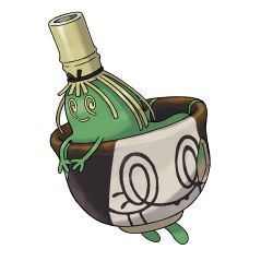 Rule 34 | @ @, absurdres, artist request, closed mouth, cup, full body, highres, nintendo, no humans, official art, outline, pokemon, pokemon (creature), pokemon focus, pokemon sv, sinistcha, smile, solo, teacup, third-party source, transparent background, white outline
