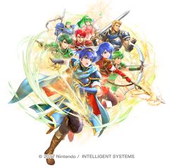 Rule 34 | 2girls, 6+boys, abel (fire emblem), armor, blonde hair, blue eyes, blue hair, boots, bow (weapon), bracelet, breastplate, caeda (fire emblem), cain (fire emblem: shadow dragon), cape, commentary request, company name, dragonstone, draug (fire emblem), fingerless gloves, fire emblem, fire emblem: mystery of the emblem, fire emblem heroes, gloves, gordin (fire emblem), green eyes, green hair, holding, holding bow (weapon), holding polearm, holding weapon, jewelry, knee boots, long hair, marth (fire emblem), multiple boys, multiple girls, nintendo, official art, ogma (fire emblem), open mouth, polearm, red hair, short hair, tiara, tiki (fire emblem), tiki (young) (fire emblem), two-sided cape, two-sided fabric, weapon, wings, yamada koutarou