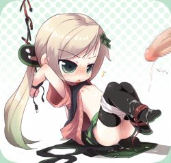 1boy 1girl :&lt; ^^^ aftersex anus arched_back bdsm blonde_hair blush bondage bound breasts censored cleft_of_venus clothes_lift crab_man cum cum_on_body cum_on_lower_body cum_on_upper_body cum_string dripping employee_uniform feet flaccid flat_chest hair_ornament loli mosaic_censoring nipples open_clothes open_mouth open_shirt original panties panty_pull penis ponytail pussy shirt shirt_lift simple_background sitting skirt solo_focus thighhighs tsukumo-tan underwear usb usb_cable