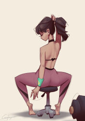 1girl artist_request ass closed_eyes feet pants sweatpants tagme