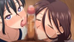 1boy 2025 20s 2girls age_difference animated animated_gif aoi_era black_hair blush censored cheating_(relationship) dark-skinned_male dark_skin fellatio gym_uniform heart heart-shaped_pupils huge_penis hypnosis licking licking_penis mature_female mind_control mosaic_censoring mother_and_daughter multiple_girls older_man_and_younger_girl open_clothes open_shirt oral penis ponytail pubic_hair queen_bee saimin_musume_to_tennen_mama symbol-shaped_pupils tagme testicle_sucking testicles tongue tongue_out unaware_hypnosis yuko_era