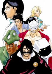 Rule 34 | 1other, 6+boys, alpen no koyari, askin nakk le vaar, black hair, blank eyes, bleach, bleach: sennen kessen-hen, blonde hair, blue eyes, cape, closed mouth, colored eyelashes, commentary, dark-skinned male, dark skin, english commentary, evil grin, evil smile, facial hair, facial mark, frown, gerard valkyrie, green eyes, grin, hair between eyes, hair ornament, hands up, helmet, highres, hood, hood up, index fingers raised, ishida uryuu, jacket, jugram haschwalth, kubo tite (style), lille barro, lips, long hair, looking ahead, looking at viewer, male focus, military uniform, multiple boys, muscular, muscular male, mustache, nose, official style, old, old man, one eye closed, parted lips, pernida parnkgjas, purple eyes, red cape, red eyes, short hair, simple background, smile, spiked hair, sunken cheeks, tsurime, upper body, v-shaped eyebrows, white background, white hair, white jacket, wing hair ornament, yellow eyes, yhwach