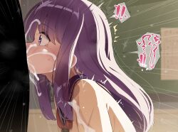 ! 1boy 1girl absurdres blue_sailor_collar blush cheek_bulge classroom cum cum_in_mouth cum_in_throat cum_overflow deepthroat fellatio heart heart-shaped_pupils hetero highres kubo-san_wa_mob_wo_yurusanai kubo_nagisa large_variant_set long_hair mizumizuni neckerchief oral profile purple_eyes purple_hair red_neckerchief sailor_collar school_uniform shirt solo_focus spoken_exclamation_mark symbol-shaped_pupils tears trembling upper_body variant_set wide-eyed x-ray yellow_shirt