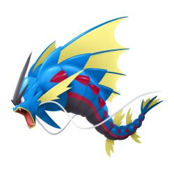 3d animal_focus artist_request fangs from_side full_body gen_1_pokemon gyarados highres mega_gyarados mega_pokemon nintendo no_humans official_art open_mouth pokemon pokemon_(creature) pokemon_focus pokemon_legends:_z-a red_eyes second-party_source simple_background solo v-shaped_eyes white_background