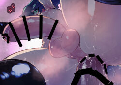 2boys anal androgynous animal_ears anus ass bar_censor bell censored completely_nude erection green_eyes green_hair heart latex male_focus male_penetrated multiple_boys neck_bell nipples nude original penis precum sex sweat tail tbkeesuu testicles thighhighs trap yaoi