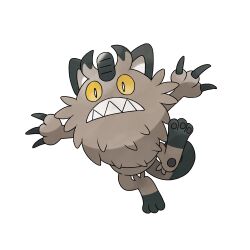 Rule 34 | absurdres, artist request, claws, full body, galarian form, galarian meowth, gen 8 pokemon, highres, nintendo, no humans, official art, pokemon, pokemon (creature), pokemon focus, pokemon swsh, sharp teeth, simple background, solo, teeth, third-party source, white background