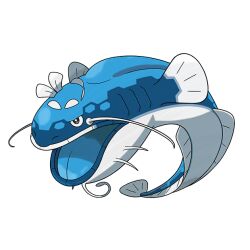 animal_focus artist_request blue_tongue bright_pupils colored_tongue dondozo fish full_body lips nintendo no_humans nostrils official_art open_mouth outline pokemon pokemon_(creature) pokemon_focus pokemon_sv solo third-party_source transparent_background white_outline white_pupils