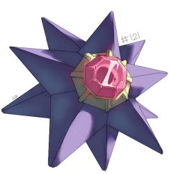 commentary creature english_commentary full_body gen_1_pokemon nintendo no_humans pinkgermy pokedex_number pokemon pokemon_(creature) pokemon_focus solo starmie transparent_background