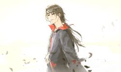 Rule 34 | 1boy, akatsuki uniform, black hair, eyelashes, forehead protector, highres, light smile, male focus, naruto (classic), naruto (series), ponytail, solo, uchiha itachi, uri ryou, white background