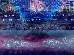 artist_request cloud fence game_cg magia_record:_mahou_shoujo_madoka_magica_gaiden mahou_shoujo_madoka_magica night no_humans official_art orange_sky outdoors path road rope scenery shade shide shimenawa shrine sky tree witch&#039;s_labyrinth