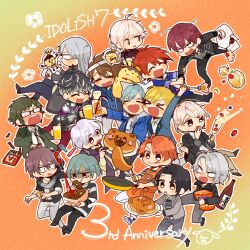 6+boys :q ^_^ ahoge alcohol angry animal-themed_food animal_print anniversary antenna_hair apron bag_of_chips bear bear_print beer beer_mug belt black_belt black_hair black_pants black_scarf black_shirt black_shoes black_sweater blazer blonde_hair blush_stickers bottle bow box brown_hair candy champagne champagne_flute character_doll character_hair_ornament character_request chewing chibi closed_eyes closed_mouth collared_jacket collared_shirt cooking copyright_name cream_puff cup donut dress_pants dress_shoes drink drinking_glass eating everyone food frown frying_pan glasses gloom_(expression) gradient_scarf green_jacket grey_eyes grey_jacket grey_pants grey_scarf hair_between_eyes hair_ornament heart_wand holding holding_box holding_donut holding_drink holding_food holding_frying_pan holding_marker holding_plate holding_spatula holding_stuffed_toy holding_wand hood hood_down hooded_robe idolish7 inumaru_toma isumi_haruka izumi_iori izumi_mitsuki jacket kujou_tenn kura_(mkbiyori) lapels looking_at_food male_focus marker mido_torao momo_(idolish7) mug multiple_boys nanase_riku natsume_minami neck_ribbon nervous nikaido_yamato notched_lapels opaque_glasses open_clothes open_jacket open_mouth open_robe orange_apron orange_background orange_bow orange_hair osaka_sougo outline pancake pants parted_bangs plaid_clothes plaid_robe plate pocket purple_robe ribbon robe rokuya_nagi sake_bottle scarf shirt shirt_under_sweater shoes short_hair sleeves_rolled_up smile solo spatula spilling striped_clothes striped_shirt striped_sweater stuffed_toy sweatdrop sweater takeout_container three-quarter_sleeves toasting_(gesture) tongue tongue_out trembling tsunashi_ryuunosuke v-shaped_eyebrows waist_bow wand white_outline white_shirt white_sleeve_cuffs yaotome_gaku yawning yellow_jacket yotsuba_tamaki yuki_(idolish7)