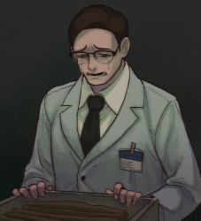 1boy batman_(series) brown_eyes brown_hair crying crying_with_eyes_open edward_nygma glasses gotham gotham_(series) hachiyume highres open_mouth sad short_hair simple_background sobbing solo streaming_tears tears trembling