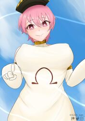 1girl blush breasts en&#039;en_no_shouboutai gibb_san kasugatani_inca large_breasts pink_hair short_hair smile