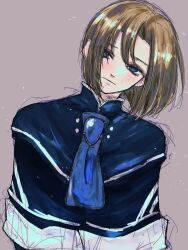 Rule 34 | 1boy, ascot, blonde hair, blue ascot, blue capelet, blue eyes, blue gemstone, blush, capelet, closed mouth, commentary request, curtained hair, dimitri alexandre blaiddyd, dimitri alexandre blaiddyd (young), fire emblem, fire emblem: three houses, gem, grey background, hair between eyes, head tilt, highres, hk 539099410, looking to the side, male focus, nintendo, short hair, sideways glance, sketch, solo, upper body