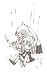 00s 1girl :o ^^^ albert_chamomille chachazero chamo creature doll doll_joints dress ermine fallen_down female_focus full_body hairband joints kasuga_yukihito lowres mahou_sensei_negima! extra_arms multi_limb open_mouth short_hair simple_background solo surprised sweatdrop thighs weasel white_background