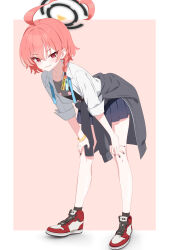 Rule 34 | 1girl, absurdres, baozi 9527, bare legs, black cardigan, black nails, black skirt, black socks, black undershirt, blue archive, blush, bracelet, braid, cardigan, cardigan around waist, clothes around waist, commentary request, dress shirt, earrings, fingernails, full body, halo, highres, huge penis, jewelry, leaning forward, looking at viewer, mole, mole under each eye, mole under eye, multiple moles, nail polish, neru (blue archive), neru (school uniform) (blue archive), official alternate costume, open clothes, open shirt, penis, pleated skirt, school uniform, shirt, shoes, short hair, single braid, skirt, smile, sneakers, socks, solo, stud earrings, white shirt