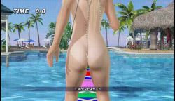 1girl 3d animated animated_gif ass blonde_hair dead_or_alive female_focus long_hair marie_rose solo swimsuit water