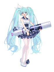 Rule 34 | 1girl, :d, absurdres, aqua hair, audio visualizer, bare arms, bare shoulders, blue archive, blue eyes, blue hair, blue sailor collar, blue skirt, blush, buttons, center frills, commentary, contrapposto, double-breasted, frilled skirt, frills, full body, hair ornament, hatsune miku, hatsune miku (blue archive), heel up, high-waist skirt, highres, holding, layered skirt, long hair, looking at viewer, miniskirt, multicolored hair, open mouth, pantyhose, sailor collar, scrunchie, shirt, simple background, skirt, sleeveless, sleeveless shirt, smile, solo, standing, streaked hair, twintails, twitter username, underbust, very long hair, vocaloid, white background, white footwear, white pantyhose, white scrunchie, wrist scrunchie, xintianou