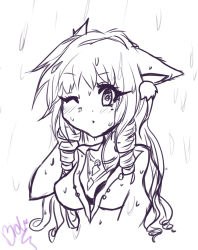 Rule 34 | 1girl, artist name, bra, breasts, chibi, female focus, highres, monochrome, signature, solo, spot color, tinyqote, underwear, white background