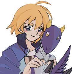 Rule 34 | ace (dinosaur king), blonde hair, blue eyes, claws, dinosaur, dinosaur king, highres, horns, rex owen, smile, tail