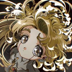 Rule 34 | 1girl, android, brown eyes, brown hair, close-up, expressionless, facial mark, highres, long hair, looking at viewer, mechabare, original, solo, thick eyebrows, upper body, yo-co