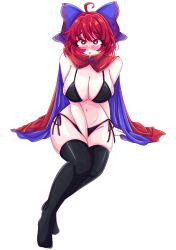 absurdres bow cape cloak hair_bow highres nanaii_desu red_cape red_cloak red_hair sekibanki touhou