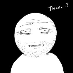 1boy ? bald bb_(baalbuddy) black_background black_outline close-up facial_hair half-closed_eyes original outline solo straight-on surprised