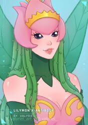 Rule 34 | absurdres, digimon, digimon (creature), fairy, flower, highres, lilimon, lilimon x-antibody, monster girl, petals, plant girl