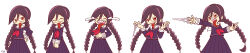 1girl artist_name braid closed_eyes closed_mouth collared_shirt commentary_request danganronpa:_trigger_happy_havoc danganronpa_(series) fukawa_toko genocider_shou glasses hand_on_own_hip highres holding holding_scissors holding_weapon kei-chan_(atlas_kei) laughing long_hair long_image long_skirt long_sleeves long_tongue mole mole_under_mouth multiple_views neckerchief o_o open_mouth outstretched_arm parody photoshop_(medium) purple_hair purple_serafuku purple_shirt purple_skirt puyopuyo red_eyes red_neckerchief round_eyewear sailor_collar school_uniform scissors serafuku sharp_teeth shirt simple_background skirt smile style_parody tears teeth tongue tongue_out twin_braids upper_teeth_only weapon white_background white_sailor_collar wide_image