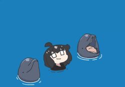 1girl animated black_hair dolphin itou-chan_(ito_no_baito) open_mouth original partially_submerged tagme video water