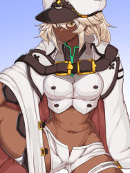 1girl dark-skinned_female dark_skin guilty_gear guilty_gear_strive looking_at_viewer open_fly posty_postino ramlethal_valentine tagme
