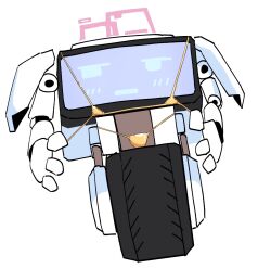 bikini blue_archive blush fatcat_booster gold_bikini halo highres jitome kei_(robot)_(blue_archive) no_humans pink_halo robot screen swimsuit wheel white_background