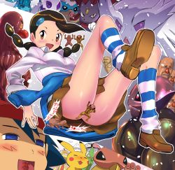 1boy 1girl abomasnow amoonguss artist_request ash_ketchum ass bare_legs candice_(pokemon) censored creatures_(company) diglett dugtrio fangs froslass game_freak gen_1_pokemon gen_4_pokemon gen_5_pokemon geodude glaceon gym_leader kakuna legs mamoswine metapod muscular nintendo novelty_censor pikachu pokemon pokemon_(anime) pokemon_(creature) scraggy shoes snover weavile what