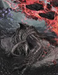 absurdres character_request claws giant giant_monster highres horns monster monster_focus monster_hunter_(series) no_humans nutuki sharp_teeth spikes tail teeth