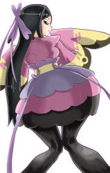 Rule 34 | 10s, 1girl, black eyes, black hair, blush, female focus, from behind, gym leader, highres, long hair, nintendo, pokemon, pokemon xy, solo, valerie (pokemon), yuzu gin (pika97)