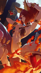 1girl afk_(series) afk_arena dancer feet fire ningen_gokko satrana_(afk) tagme