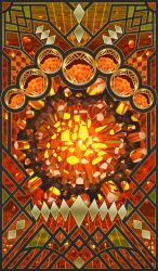 border brown_border commentary crystal fate/grand_order fate_(series) no_humans official_art orange_theme still_life symmetry third-party_source xxxxay
