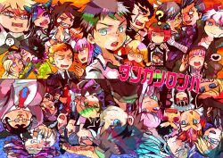 Rule 34 | 6+boys, 6+girls, ?, asahina aoi, bandaged arm, bandages, black hair, blonde hair, blue eyes, blush, breasts, brown hair, celestia ludenberg, crystal ball, danganronpa: trigger happy havoc, danganronpa (series), danganronpa 2: goodbye despair, enoshima junko, everyone, freckles, fujisaki chihiro, fukawa toko, glasses, hagakure yasuhiro, hair ornament, hairclip, hanamura teruteru, heart, highres, hinata hajime, holding, iei, ishimaru kiyotaka, japanese clothes, keroko (keroooon), kimono, kirigiri kyoko, koizumi mahiru, komaeda nagito, kuwata leon, kuzuryu fuyuhiko, maizono sayaka, mioda ibuki, multiple boys, multiple girls, naegi makoto, nanami chiaki, necktie, nidai nekomaru, ogami sakura, one eye closed, open mouth, orange hair, owada mondo, owari akane, pekoyama peko, purple eyes, purple hair, red eyes, red hair, sailor collar, saionji hiyoko, scar, scar on face, scarf, school uniform, smile, soda kazuichi, sonia nevermind, speech bubble, spoken heart, spoken question mark, tanaka gundham, togami byakuya, togami byakuya (danganronpa 2), tsumiki mikan, yamada hifumi