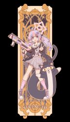 Rule 34 | 1701hbk, 1girl, ahoge, beads, black background, black neckerchief, blue archive, blue hair, card (medium), commentary, english commentary, full body, grey serafuku, grey skirt, hair beads, hair ornament, halo, highres, kneehighs, long hair, long sleeves, looking at viewer, multicolored hair, neckerchief, open mouth, pink hair, pink halo, pleated skirt, purple eyes, reisa (blue archive), school uniform, serafuku, skirt, smile, socks, solo, standard manufacturing dp-12, standing, star (symbol), star hair ornament, star halo, strength (tarot), striped clothes, striped socks, stuffed animal, stuffed cat, stuffed toy, tarot, tarot (medium), twintails, two-tone hair, v