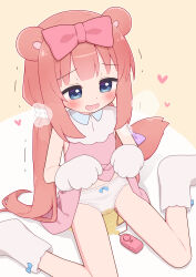 1girl absurdres animal_ears animal_hands blue_eyes blush boots bow bow_panties chromu clothes_lift commission dress dress_lift flat_chest gloves hair_bow highres indie_virtual_youtuber large_variant_set lifting_own_clothes loli low_twintails open_mouth panties paw_gloves pee peeing peeing_self pink_bow pink_dress raccoon_ears raccoon_girl raccoon_tail remote_control_vibrator second-party_source sex_toy sitting skeb_commission solo tail twintails underwear variant_set vibrator vibrator_cord vibrator_under_clothes wariza white_boots white_panties yuune_(ayanepuna)