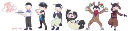 Rule 34 | 10s, 6+boys, animal costume, bad id, bad twitter id, bandana, bowl cut, brothers, character request, cosplay, drinking, eyewear on head, fukuyama jun, gloves, grizzly (shirokuma cafe), grizzly (shirokuma cafe) cosplay), half gloves, heart, heart in mouth, instrument, kamiya hiroshi, llama (shirokuma cafe), llama (shirokuma cafe) (cosplay, llama (shirokuma cafe) (cosplay), long image, long sleeves, male focus, maracas, matsuno choromatsu, matsuno ichimatsu, matsuno jyushimatsu, matsuno karamatsu, matsuno osomatsu, matsuno todomatsu, messy hair, multiple boys, nakamura yuuichi, ono daisuke, osomatsu-kun, osomatsu-san, osomatsu (series), panda (shirokuma cafe), panda (shirokuma cafe) (cosplay), penguin (shirokuma cafe), penguin (shirokuma cafe) (cosplay), penguin costume, sakurai takahiro, sextuplets, shirokuma (shirokuma cafe), shirokuma (shirokuma cafe) (cosplay), shirokuma cafe, siblings, sleeves past wrists, smile, sunglasses, triangle mouth, twitter username, vest, voice actor connection, wide image