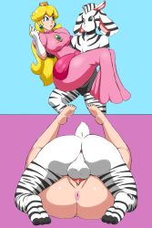 1boy 1girl absurdres anus blonde_hair blue_background blue_eyes bodypaint breasts rabbit carrying crown dress elbow_gloves eye_contact furry gloves hetero highres instant_loss interspecies lipstick looking_at_another makeup mario_(series) mating_press mini_crown missionary mohawk nintendo original penis pink_background pink_lips pink_lips princess princess_carry princess_peach puffy_short_sleeves puffy_sleeves pussy sex short_sleeves simple_background smile speeds super_mario_bros._1 tagme testicles uncensored vaginal white_gloves