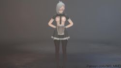 1girl 3d animated audible_music blue_eyes breasts breasts_out dancing functionally_nude highres medium_breasts mikumikudance_(medium) music_video nipples rwby solo sound video white_hair winter_schnee