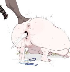 1boy 1girl absurdres aftersex ass completely_nude cum cum_in_pussy cum_overflow dark-skinned_male dark_skin dogeza foot_on_ass highres humiliation id_card konuki_sayo make_heroine_ga_oo_sugiru! mole mole_on_ass naked_dogeza nude penis projectile_cum projectile_cumdrip prostration pussy seoyong stepping stepping_ass stepping_on_woman thick_thighs thighs trembling