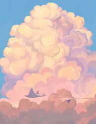absurdres animal blue_sky cloud cloudy_sky commentary english_commentary fangpeii flying_animal highres manta_ray no_humans orange_clouds original scenery sky