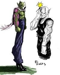 Rule 34 | 2023, alien, alternate costume, alternate footwear, cape, dragon ball, highres, multiple views, muscular, namekian, pants, reddit, riad077, shadow, standing, watermark